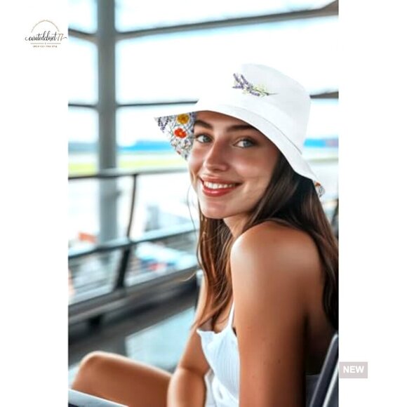 Reversible Wildflower Print Bucket Hat Unisex Sun Protection Foldable main image 6